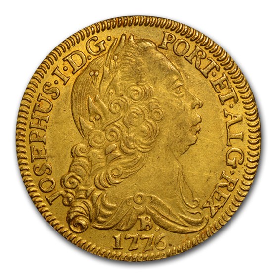 1776-B Brazil Gold 6400 Reis Jose I AU-55 NGC 1776-B Brazil Gold 6400 Reis Jose I AU-55 NGC